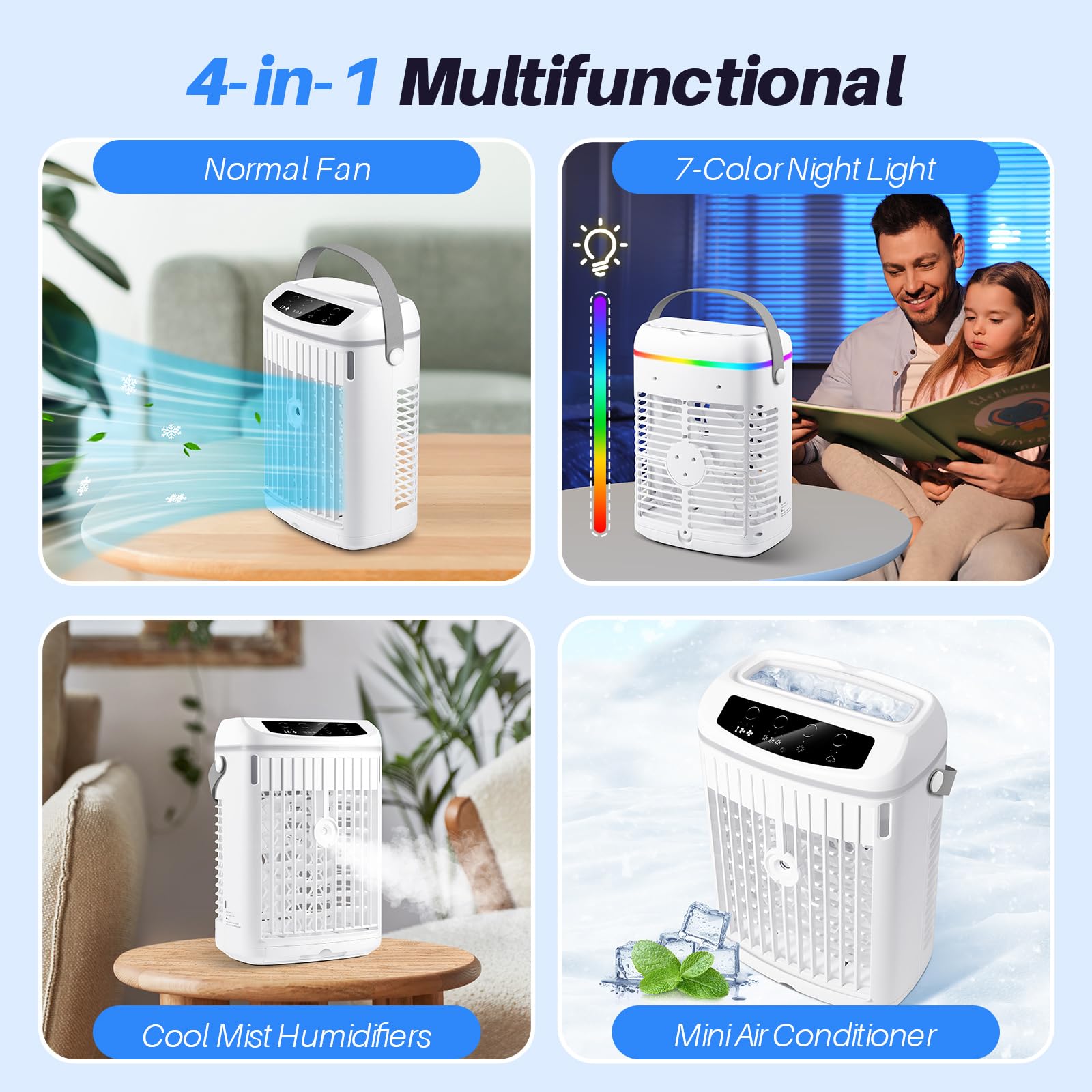 Amazon.co.jp: ポータブルエアコン 1000ml 小型エアクーラー 7色ナイト